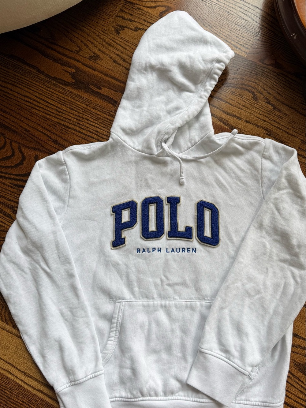 Ralph Lauren White Hoodie with Navy POLO Patch